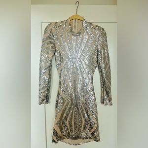 Cut Out Mini Dress in Nude + Sequence